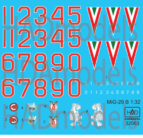 HADモデル 32063 1/32 ハンガリー軍のMiG-29旧塗装デカールシート