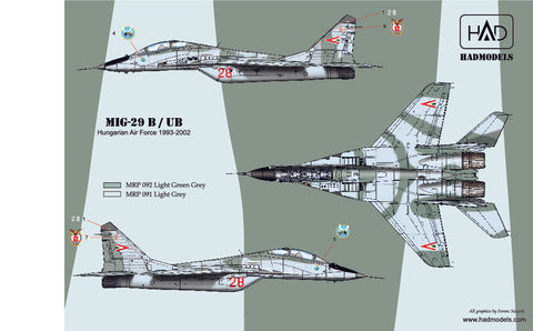 HADモデル 32063 1/32 ハンガリー軍のMiG-29旧塗装デカールシート
