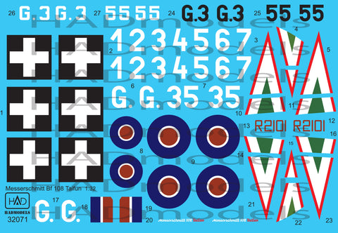 HADモデル 32071 1/32 メッサーシュミット 108 タイフン デカールシート