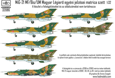 HADモデル 32086 1/32 MiG-21 MF/UM ハンガリー空軍記章デカール