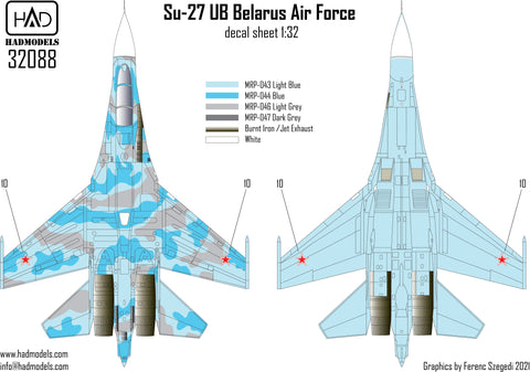 HADモデル 32088 1/32 Su-27 UB ベラルーシ デカール シート