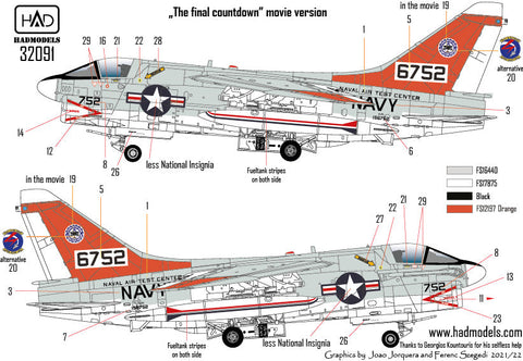 HADモデル 32091 1/32 A-7E アメリカ海軍航空試験センター「最後のコパントダウン」デカールシート