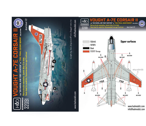 HADモデル 32091 1/32 A-7E アメリカ海軍航空試験センター「最後のコパントダウン」デカールシート