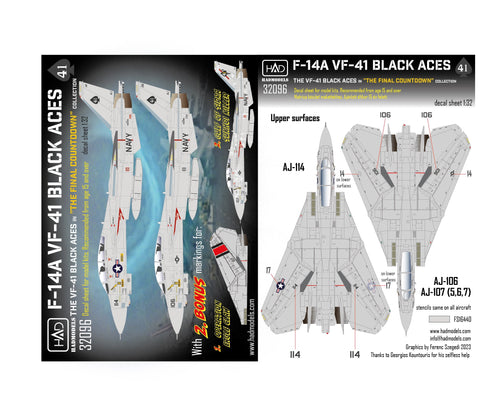 HADモデル 32096 1/32 F-14A ブラックエース「ファイナル・カウントダウン」デカール