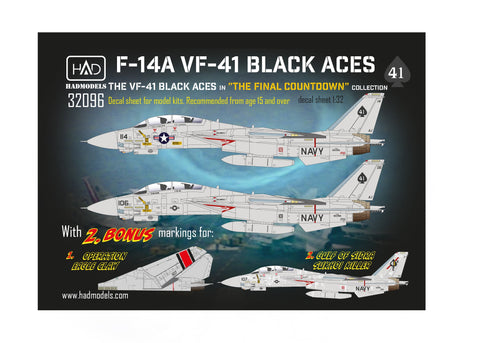 HADモデル 32096 1/32 F-14A ブラックエース「ファイナル・カウントダウン」デカール