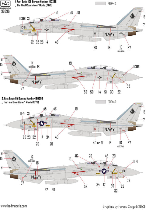 HADモデル 32096 1/32 F-14A ブラックエース「ファイナル・カウントダウン」デカール