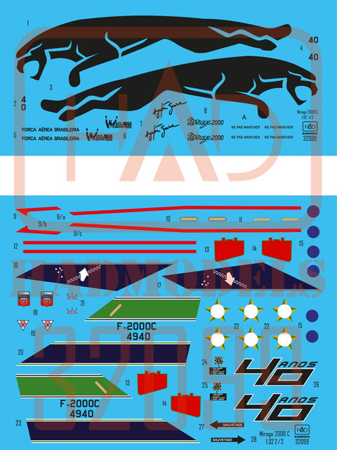HADモデル 32099 1/32 ミラージュ2000C「第一航空防衛隊創立40周年記念」デカール