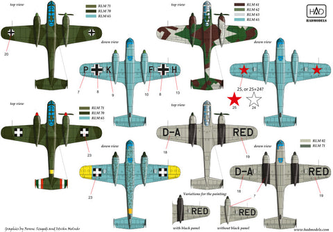 HADモデル 48145 1/48 ドルニエ Do-215 B/Do-17S ( ( ハンガリー、ロシア、ギリシャ) デカールシート