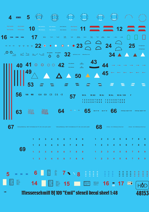 HADモデル 48153 1/48 Bf 109 E フルステンシルマトリカ