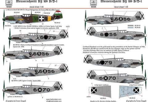 HADモデル 48168 1/48 Bf 109 B/D デカール