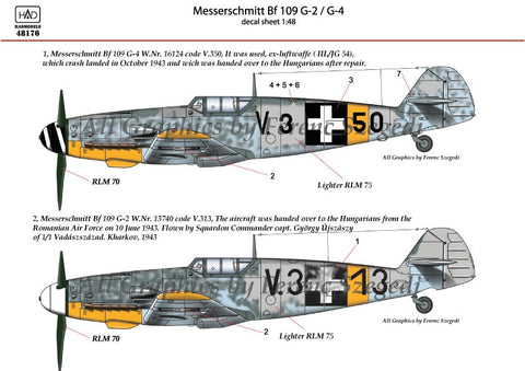 HADモデル 48176 1/48 メッサーシュミット Bf 109 G-2/G-4 デカールシート