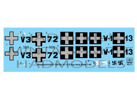 HADモデル 48177 1/48 メッサーシュミット Bf 109 G-14 / G-6 Trop デカールシート