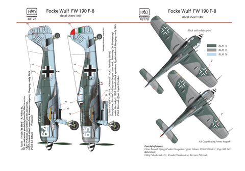 HADモデル 48178 1/48 FW-190 F-8 ( 64 ”?gi”、65 ”P?TT?M”) デカールシート
