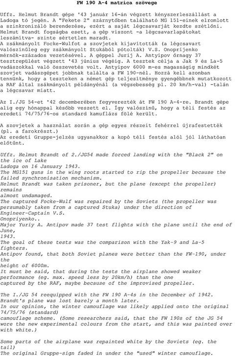 HADモデル 48179 1/48 FW 190 A-4(ブラック2 JG54; + ソ連鹵獲塗装)デカールシート