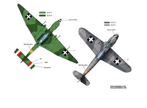HADモデル 48187 1/48 FW 190 F-8 Bf 109 G-6 Ju-87 D-5 (V8+31、B6+31 ?vi、W+526) デカール シート