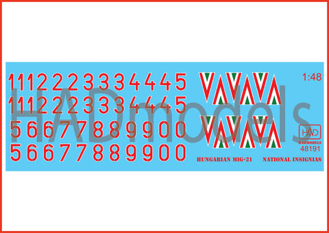 HADモデル 48191 1/48 ハンガリーの国家勲章と番号、ミグタイプ 1990-1998 デカールシート
