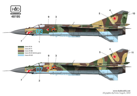HADモデル 48195 1/48 MiG-23 MLD アグレッサー (07; 03) トップガン デカールシート