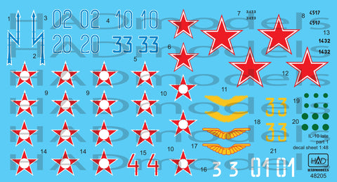 HADモデル 48205 1/48 Il-10 後期型 パート1 デカールシート