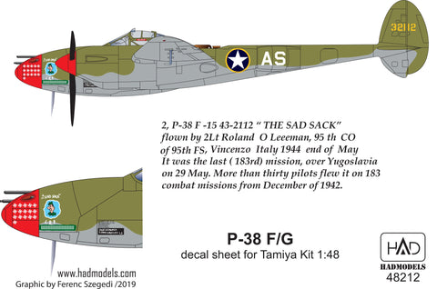 HADモデル 48212 1/48 P-38 F/G タミヤキット用 アバウブ・ヨーロッパ デカールシート