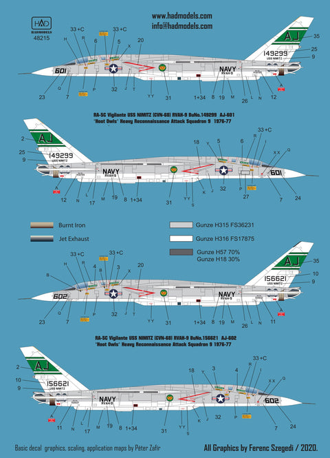 HADモデル 48215 1/48 RA-5C ヴィジランテ / USS ニミッツ デカールシート