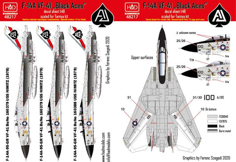 HADモデル 48217 1/48 F-14A ブラックエース/USSニミッツ デカールシート