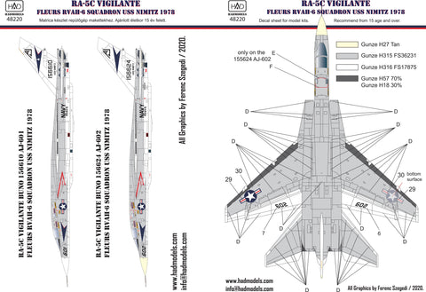 HADモデル 48220 1/48 RA-5C ヴィジランテ USS ニミッツ デカールシート