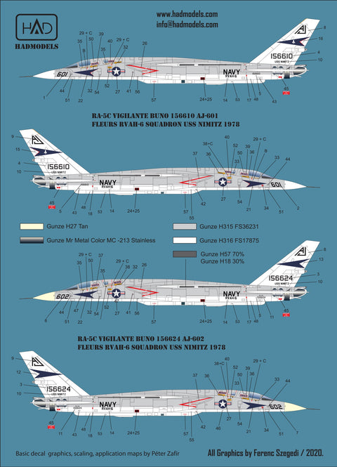 HADモデル 48220 1/48 RA-5C ヴィジランテ USS ニミッツ デカールシート