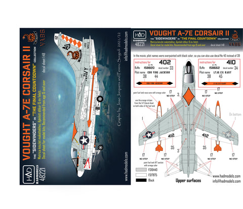 HADモデル 48221 1/48 A-7E コルセア VA-86「サイドワインダーズ」 in 「ファイナル・カウントダウン」デカールシートコレクション