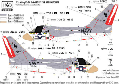 HADモデル 48241 1/48 S-3A バイキング「ファイナル・カウントダウン」コレクション デカールシート
