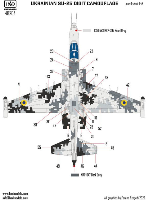 HADモデル 48264 1/48 SU-25 ウクライナ数字迷彩 パート1 デカールシート