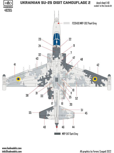 HADモデル 48265 1/48 SU-25 ウクライナ数字迷彩 PART2 デカールシート