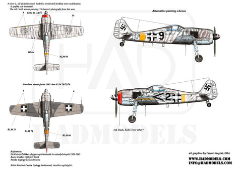 HADモデル 72083 1/72 FW-190 F-8 赤 2; 9; W-517; w505 デカールシート / マトリカ