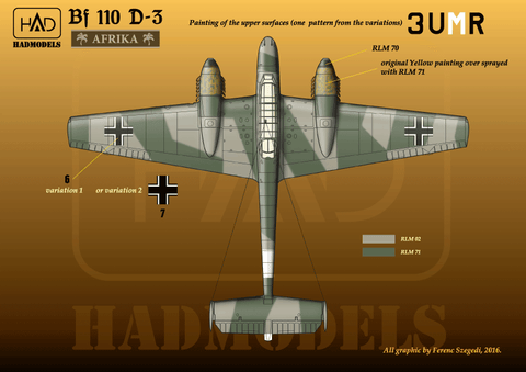 HADモデル 72152 1/72 メッサーシュミット Bf 110 D-3 ”アフリカ” Part 1 デカールシート