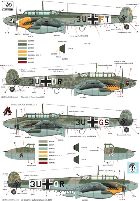 HADモデル 72153 1/72 Bf 110 D-3 パート2 デカールシート