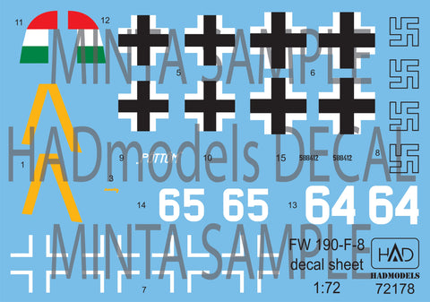 HADモデル 72178 1/72 FW-190 F-8 デカールシート
