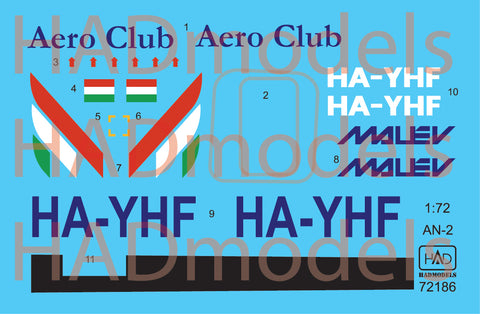 HADモデル 72186 1/72 An-2 マレブ デカールシート
