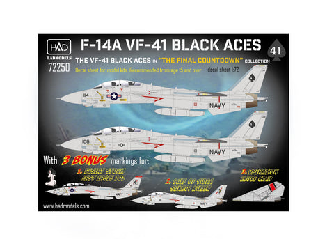 HADモデル 72250 1/72 F-14A ブラックエース「ファイナル・カウントダウン」デカールシート
