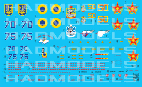 HADモデル 72258 1/72 Su-27 UB ウクライナとカザフスタンのデカールシート