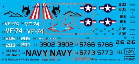 HADモデル DW-72007 1/72 F-4JファントムII ビーデビラーズ剥離デカール