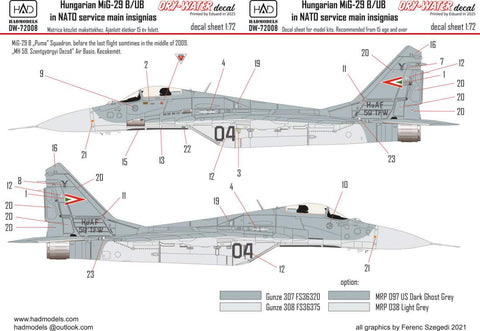 HADモデル DW-72008 1/72 MiG-29 NATO剥離デカール
