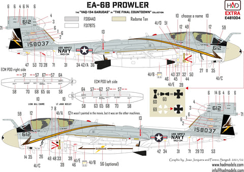 HADモデル E481004 1/48 EA-6B プラウラー VAQ-134 「ガルーダス」の「ファイナル・カウントダウン」デカール