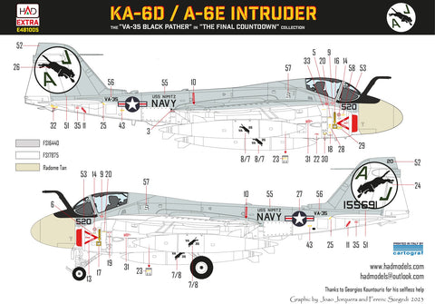 HADモデル E481005 1/48 A-6E イントルーダー「ファイナル・カウントダウン」デカールシート