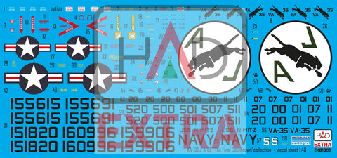 HADモデル E481005 1/48 A-6E イントルーダー「ファイナル・カウントダウン」デカールシート