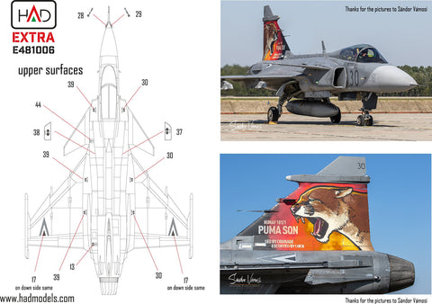 HADモデル E481006 1/48 Jas-39 グリペン タイガーミート 2023 HUNAF デカールシート