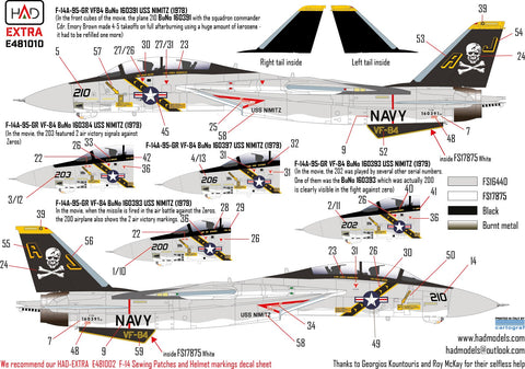 HADモデル E481010 1/48 F-14A VF-84「ファイナル・カウントダウン」拡張版デカールシート