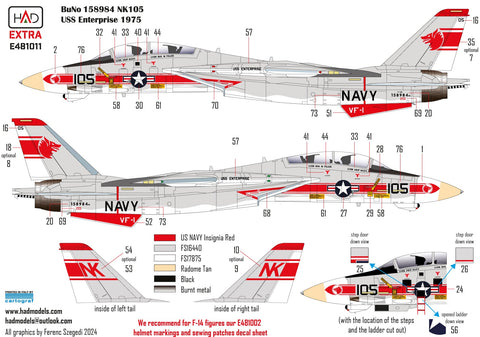 HADモデル E481011 1/48 F-14A VF-1 ウルフパック 新拡張版デカールシート