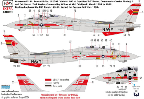 HADモデル E481011 1/48 F-14A VF-1 ウルフパック 新拡張版デカールシート