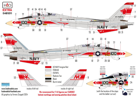 HADモデル E481011 1/48 F-14A VF-1 ウルフパック 新拡張版デカールシート