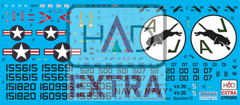 HADモデル E721005 1/72 A-6E イントルーダー「ファイナル・カウントダウン」デカールシート