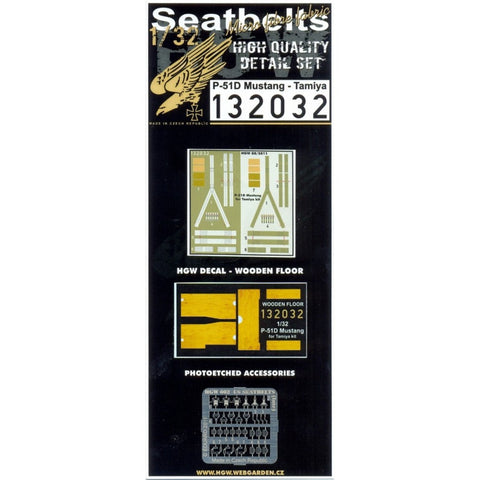 HGW 132032 1/32 P-51D マスタング +木製コクピットフロア シートベルト 木目デカール付属| タミヤ用